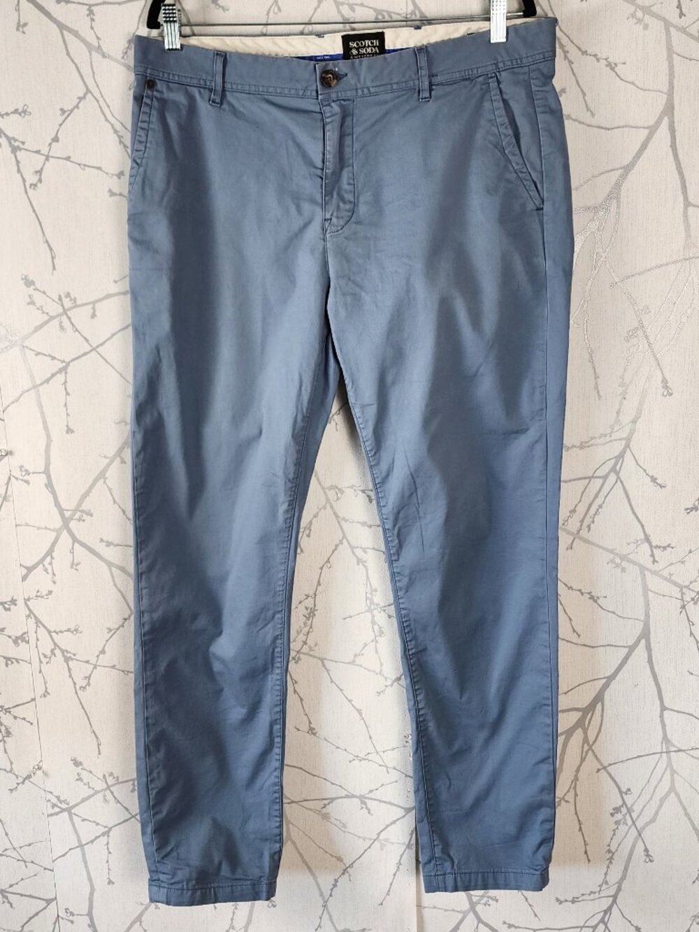 Scotch & Soda Pale Blue Cotton Blend Stuart Slim Fit Chino Pants
